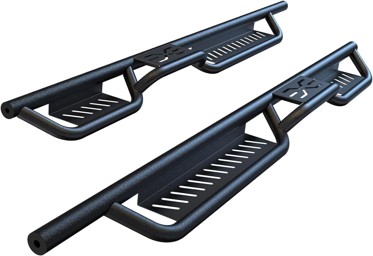 Running Boards Compatible with 2018-2025 Jeep Wrangler JL 4 Door, Black Powder Coated Nerf Bar w/Two Stairs Design All-Steel Build, Bolt-on Side Steps