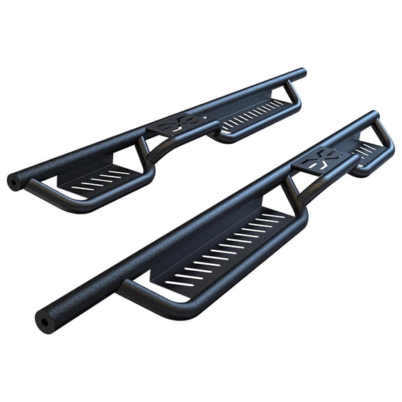 Running Boards Compatible for 2007-2018 Wrangler JK Unlimited 4 Door, Round Tube 3-Step Side Step, Heavy Duty Q235 Steel Bolt-on Step Rails