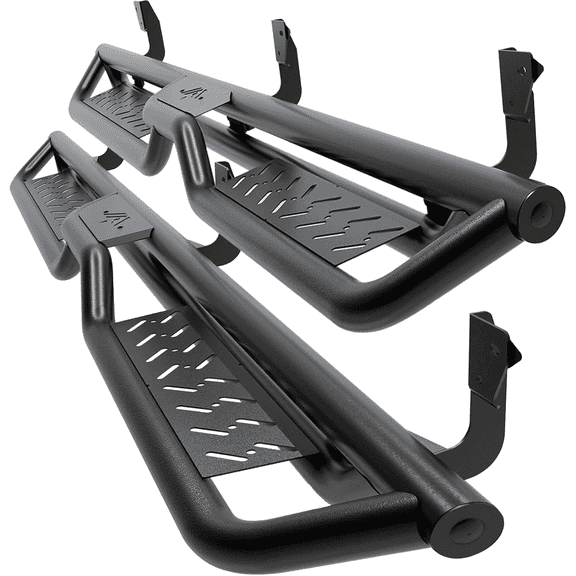 Running Boards for Dodge Ram 1500 2009-2018 Quad Cab, 2019-2025 Ram 1500 Quad Cab Classic Body(NOT for New Body), 2010-2025 Ram 2500 3500 Black Two-Stair Side Steps Rail Drop Nerf Bars Step Bars