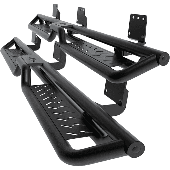 Running Boards for Dodge Ram 1500 2019-2026 Quad Cab New Body Style (2019-2026 for Ram 1500 Classic 2010-2026 for Ram 2500 3500 Not Included) Black Two-Stair Side Steps Rail Drop Nerf Bars Step Bars