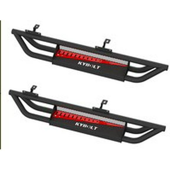 Running Boards Drop Side Steps, Compatible with 2007-2018 Wrangler JK 2 Door, Triple Tube Running Boards, 3.5 Inch Side Bars Rock Sliders Rails Side Panel, Red Panel & Textured Black, 1pair