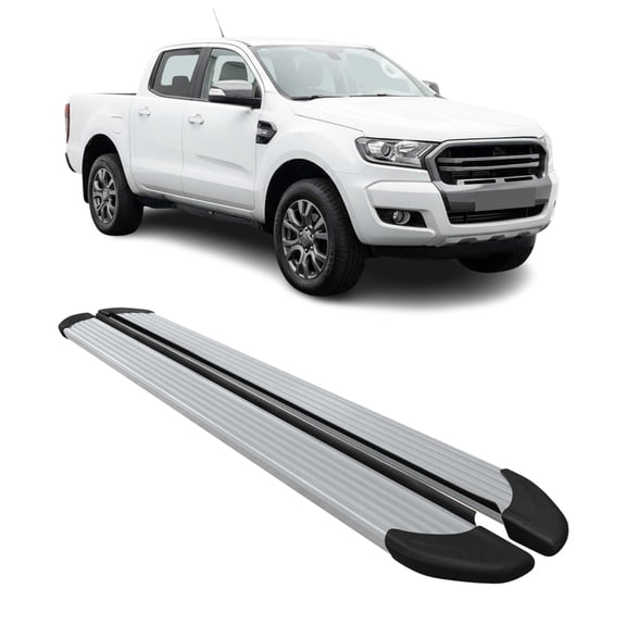 Running Boards Side Step Nerf Bars for Ford Ranger DoubleCab 2019-23 Silver 2Pcs