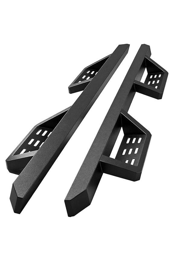 Running Boards Side Steps Compatible for 2015-2026 Chevy Colorado & GMC Canyon Crew Cab - Black Textured 2-Tier Steel Drop Down Side Steps
