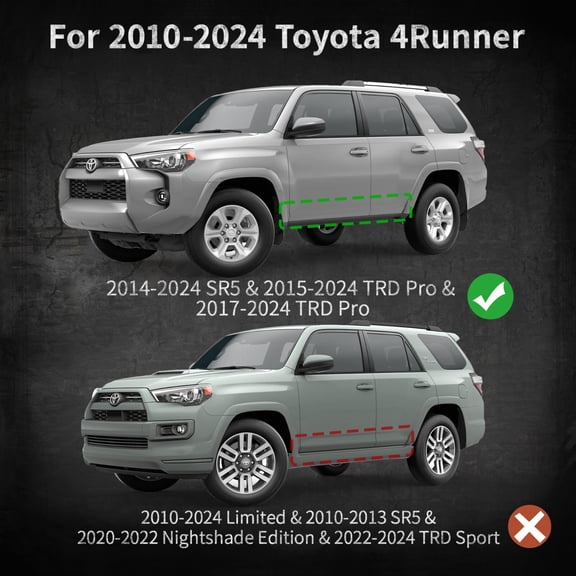Running Boards for 2010-2024 Toyota 4Runner Trail Edition 6" Side Step Nerf Bars