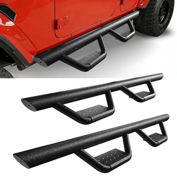 Running Boards for 2018-2026 Jeep Wrangler JL JLU 4 Door, Drop Side Steps Nerf Bars Black Off-Road Step Rails