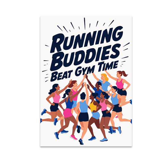 Running Buddies Beat Gym Time - Women Runners - 13x19 Poster Print