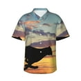 thumbnail image 1 of Running Cheetah In The Sunset Hawaiian Shirts For Men, Summer Short-Sleeve Relaxed-Fit Button-Down Shirts X-Large, 1 of 9