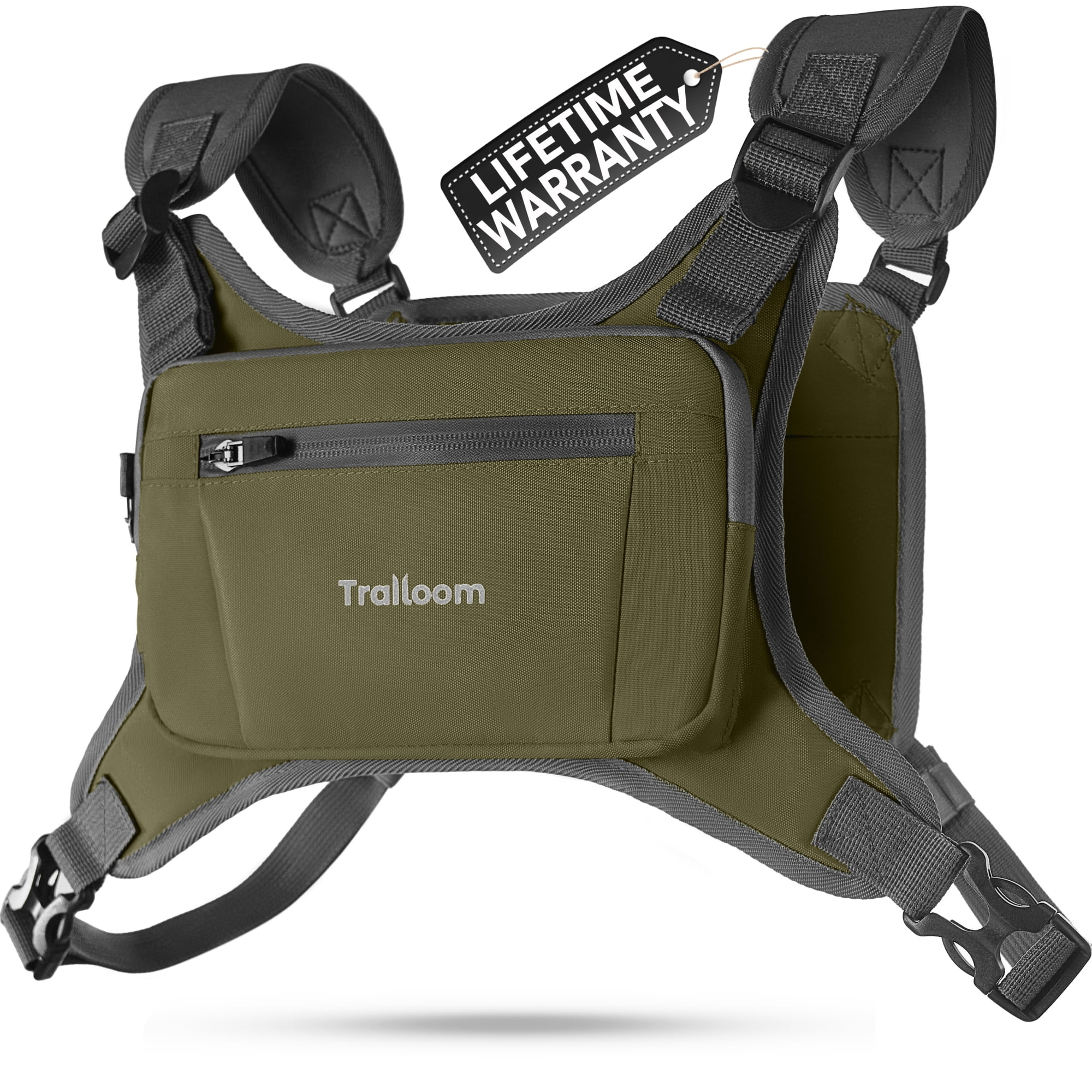 Running Chest Pack, Reflective Vest, Water Repellent, Phone Holder, Workout Bag for Runners, Cycling, Biking, EDC Pouch, Jogging Carrier, Hidden Pocket, Men & Women, Lightweight(Green)