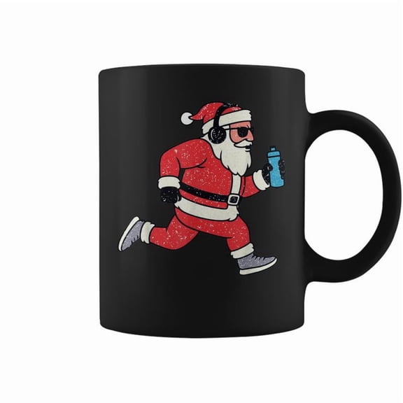 Running Christmas Santa Runner Xmas Coffee Mugs