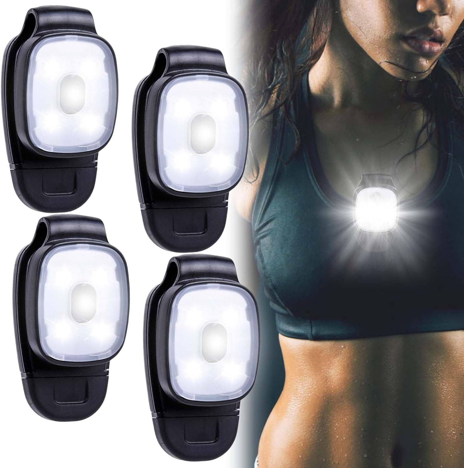 Running Clip Lights for Runners (4 PCS) LED ClipOn Lights for Night