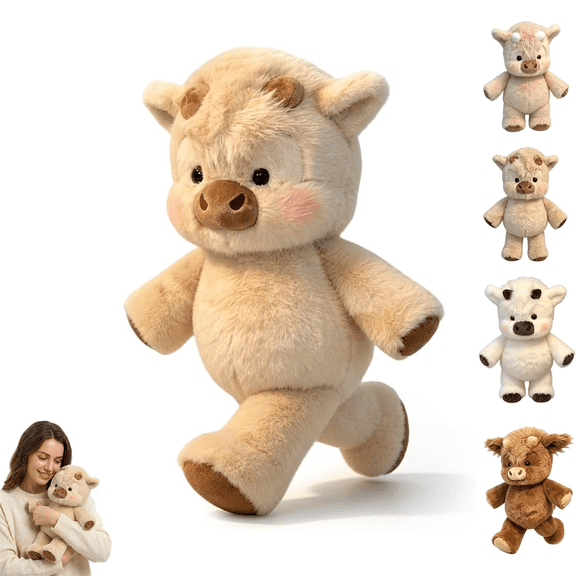 Running Cow Plush, 2026 New Interactive Moving Legs Stuffed Animal for Stress Relief, Soft Highland Cow Plush Toy for Adults and Teens, Cute Farm Animal Decor