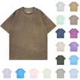 thumbnail image 1 of Running Crew Neck Gym T-Shirts Men's T-Shirts Men's Vintage Solid Color Casual Short Sleeved Round Neck Shirts Light Blue L, 1 of 4