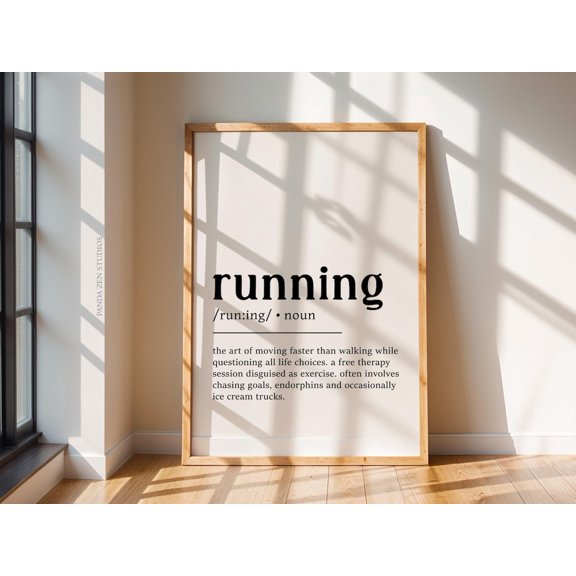 Running Definition Print Runner Gift Marathon Runner Gift Running Athletics Art Gift for Athletes Running Lovers Gift