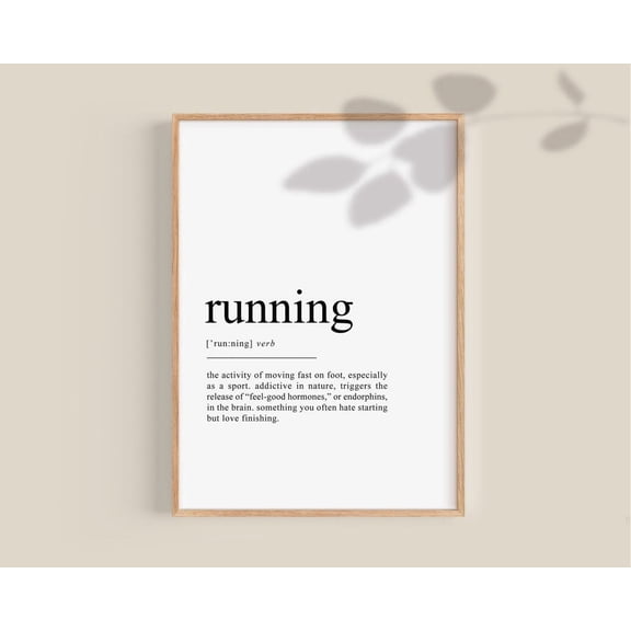 Running Definition Runner Marathon Athletics Lovers Poster, Inspirational Office And Bedroom Decor