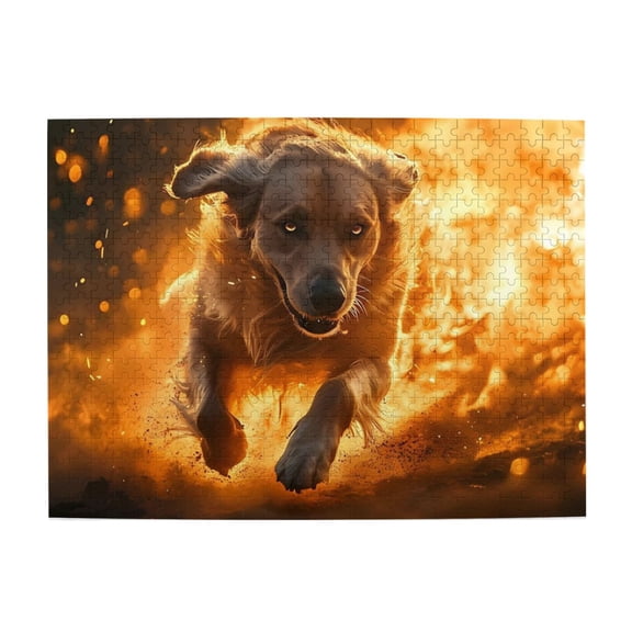 Running Dog Fire Sparks Intense 1000-Piece Wooden Jigsaw Puzzle for Adults, Fun & Challenging Family Game, Stylish Wall Decor & Holiday Gift