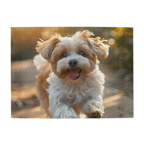 Running Dog Joyful Fur Sunny 500-Piece Wooden Jigsaw Puzzle for Adults, Fun & Challenging Family Game, Stylish Wall Decor & Holiday Gift