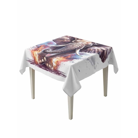 Running Elephant Table Cloth 54x54 Inch Square, Waterproof Tablecloth Washable Table Cover for Party Picnic Dinner Decor