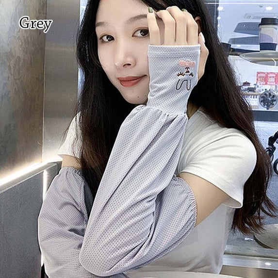 Running Fishing Anti-UV Cute Rabbit Arm Sleeves Arm Covers Elbow Cover Sun Protection GREY