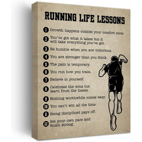 Running Gifts Inspirational Wall Decor Canvas Wall Art Artwork Runner Framed Art Paintings Running Posters for Marathon Runner Athletes Living Room Sports Club Playroom Bedroom Gym Decor