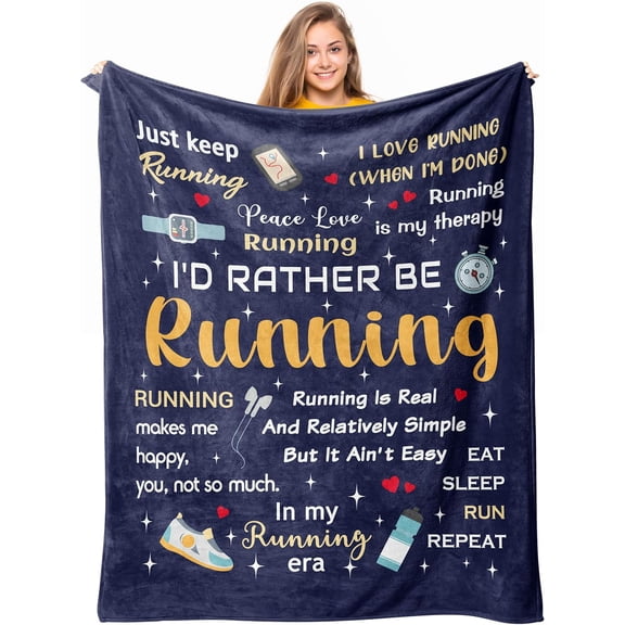 Running Gifts for Women/Men, Marathon Gifts for Runners, Running Accessories for Women, Cross Country/Marathon Presents, Track and Field Gift Blanket 50"X60"