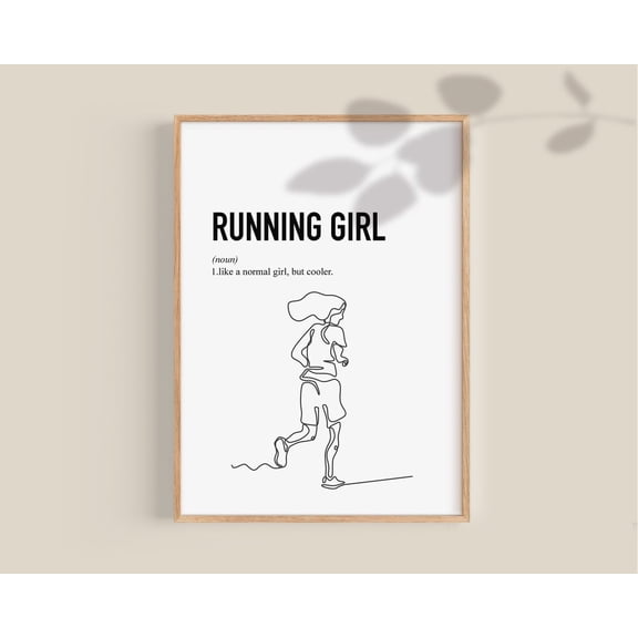 Running Girl Poster Girl Runner Love Athletics Marathon Loving Wall Art Track And Field Team Wall Art UNFRAMED Poster, 8x12