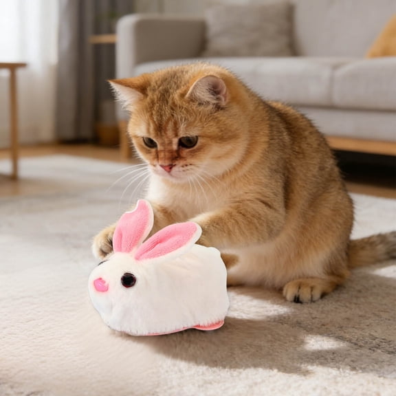 Running Hamster Interactive Cat Toy, Automatic Rolling Ball with Animated Plush Cover, Motorized Moving Animal Companion for Cats, Electric Hamster Running Exercise Toy for Indoor Active Pets