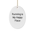 thumbnail image 1 of Running Is My Happy Place Oval Ornament, Gifts for Running Enthusiasts, White Oval Shaped MDF with High-Gloss Finish, Perfect for Christmas, Gifts from Friends, 1 of 1