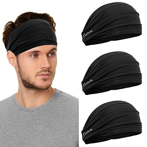 3PCS Sports Headbands for Men and Women - Wide Moisture Wicking Sweatbands for Fitness, Running, Hiking, Cycling, Yoga, Basketball