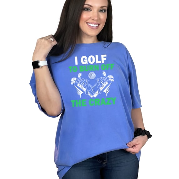 Running Helps To Burn Off The Crazy, Flo Blue Comfort Colors T-Shirt, Large
