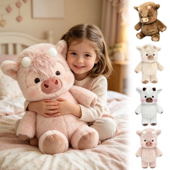 Running Highland Cow Plush Toy, Interactive Stuffed Animal with Moving Legs, Soft Cuddly Farm Animal Doll,Desk Decor, Birthday Gift for Kids Adults