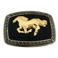 thumbnail image 1 of Running Horse Belt Buckle Rodeo Large Western Costume Metal Fashion Gold Black, 1 of 4