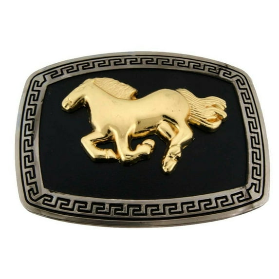Running Horse Belt Buckle Rodeo Large Western Costume Metal Fashion Gold Black