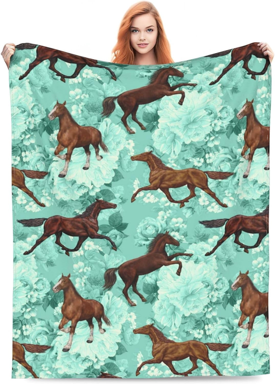 New! Queen Size Silk Touch Ultra Soft Blanket - Running Horses main image 0