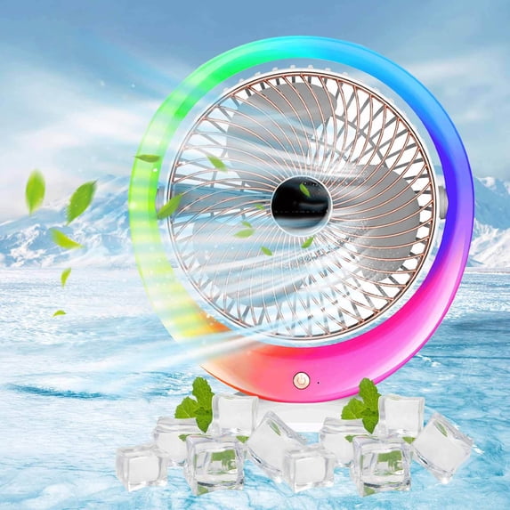 Running Horse Lamp Fan 3 Speed Settings 1200mAh USB Rechargeable Portable Mini Fan with Colorful Lights for Home Office Travel by PALIFEUR