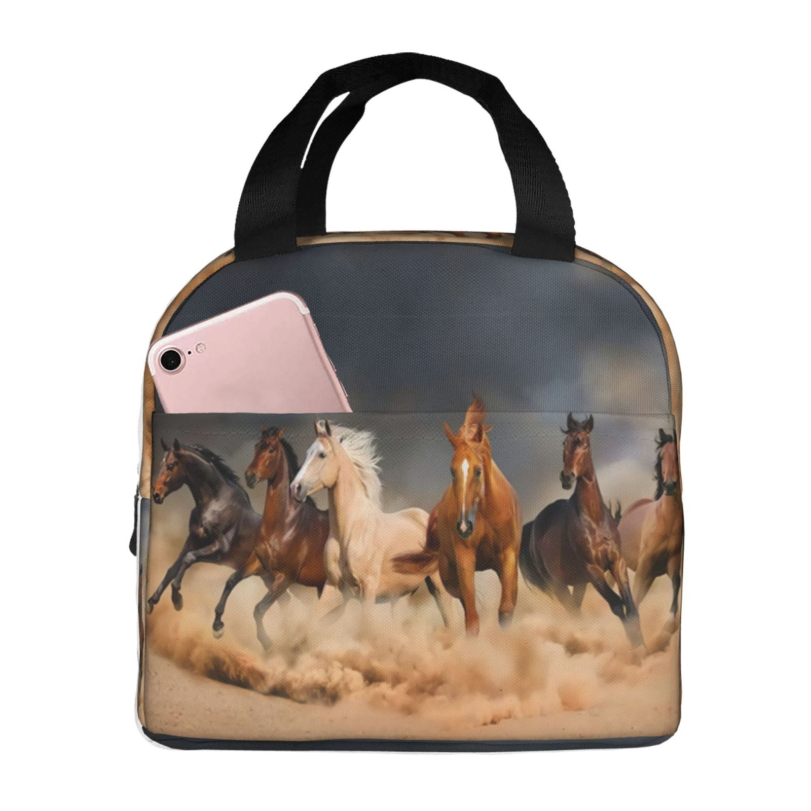 Running Horse Lunch Bag Reusable Insulated Tote Box Leakproof Thermal