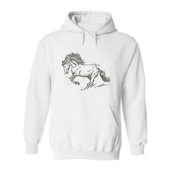 Running Horse Pencil Drawing Hoodie Women -Image by Shutterstock, Female 3X-Large