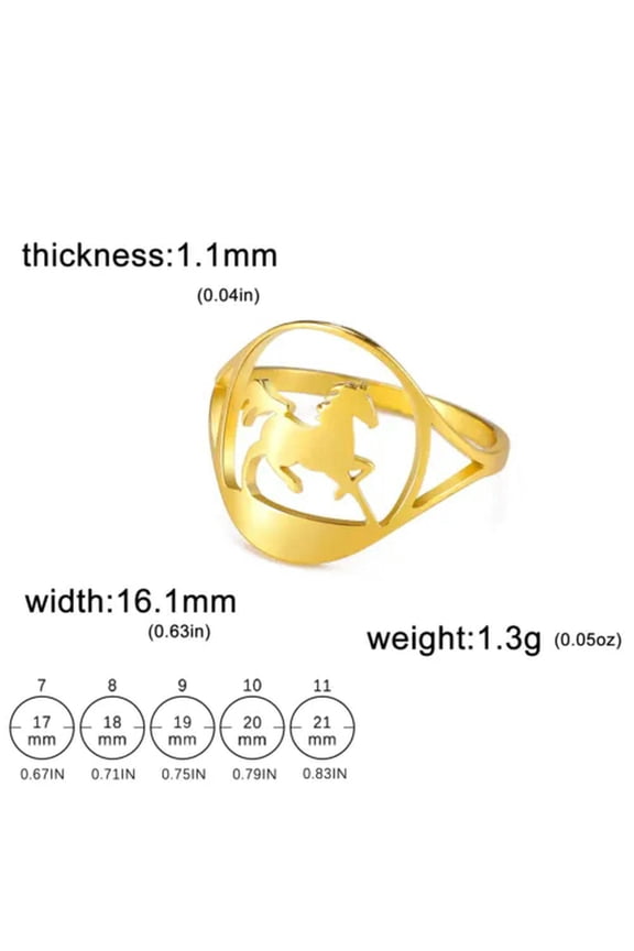 Running Horse Ring Women Men Stainless Steel Finger Rings Fashion Animal Jewelry