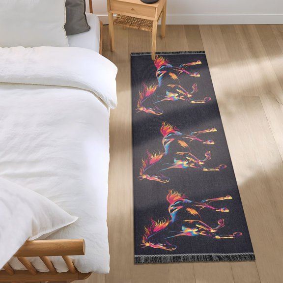 Running Horse Silhouette Runner Area Rug 2x6 Soft Non-Slip Washable Bedside Carpet for Hallway Bedroom Living Room Home Decor
