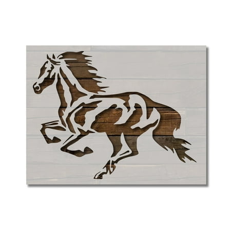 Running Horse Stencil Template Reusable 8.5 x 11 for Painting on Walls, Wood, Etc. By Stencilville