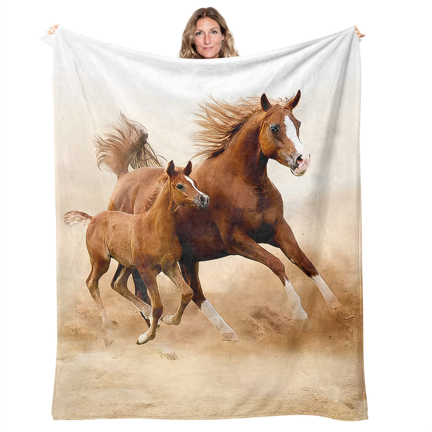 Elegant Horse Running Quilted Blanket NCU0PD530 main image 1