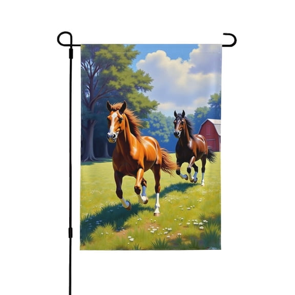 Running Horses Garden Flag 12x18 Inch Double SidedSeasonal Welcome Farmhouse Yard FlagOutdoor Decoration For House Lawn Patio BarnEquestrian Theme Banner