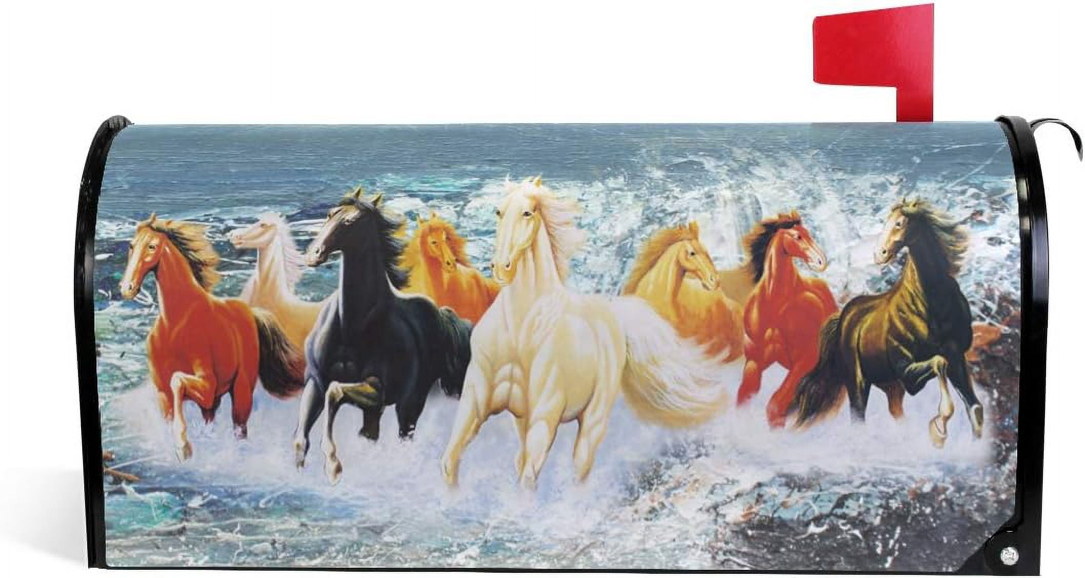 Running Horses Mailbox Cover Standard Size for Garden Yard Outdoor Decorations18 x 20.