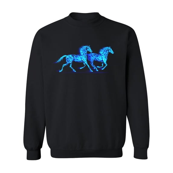 Running Horses On Blue Fire Sweatshirt Men -Image by Shutterstock, Male Medium