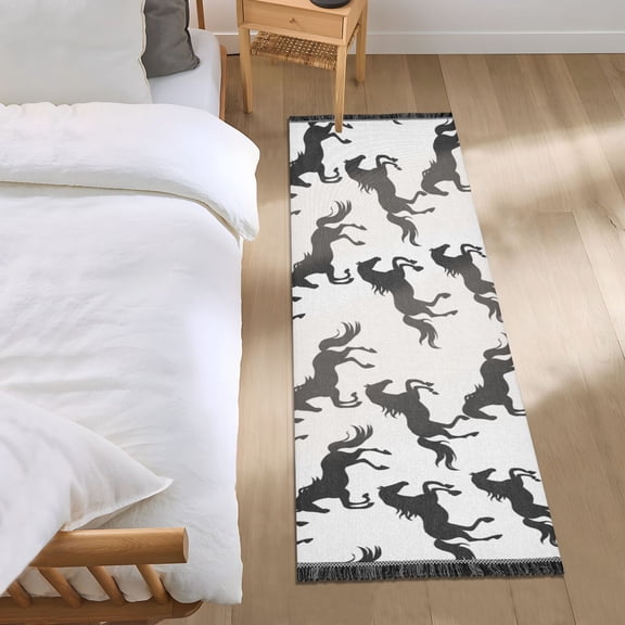 Running Horses Silhouette Runner Area Rug 2x6 Soft Non-Slip Washable Bedside Carpet for Hallway Bedroom Living Room Home Decor