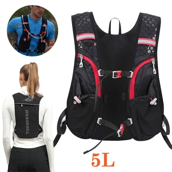 Running Hydration Backpack Outdoor Cycling Vest Hiking 5L Rucksack Bag Black