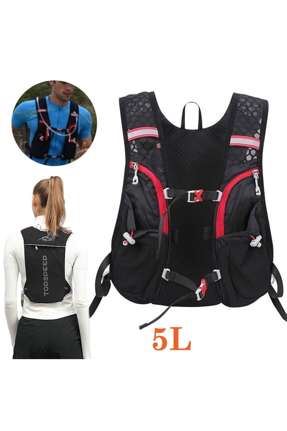 Running Hydration Backpack Outdoor Cycling Vest Hiking 5L Rucksack Bag Black