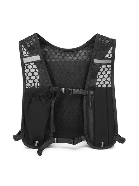 Running Hydration Vest Backpack, Lightweight Breathable Storage Pack with Phone Pocket & 500mL Bottle Pocket for Running, Hiking & Cycling, Black