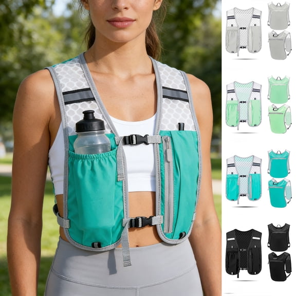 Running Hydration Vest Breathable Adjustable Runner Rucksack Water Pack Lightweight for Camping Biking Jogging Mountaineering