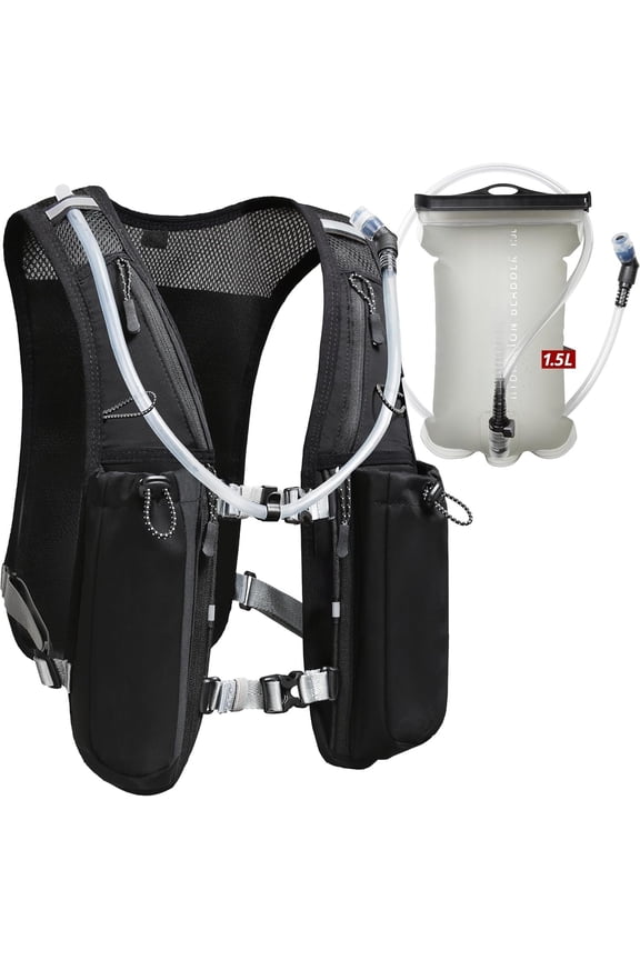 Running Hydration Vest for Women and Men. Reflective, 8 Pocket, Quick Dry, Water-Resistant, Breathable, Adjustable Backpack for Runs, Hiking, Cycling, Trails, Marathons