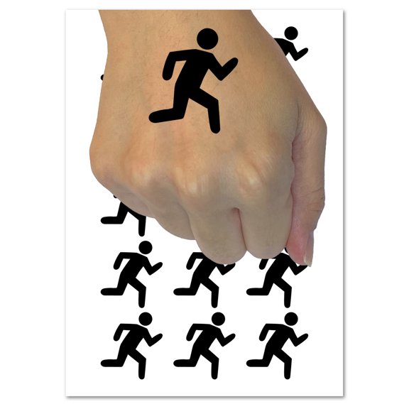 Running Icon Marathon Runner Water Resistant Temporary Tattoo Set Fake Body Art Collection - 54 1" Tattoos (1 Sheet)